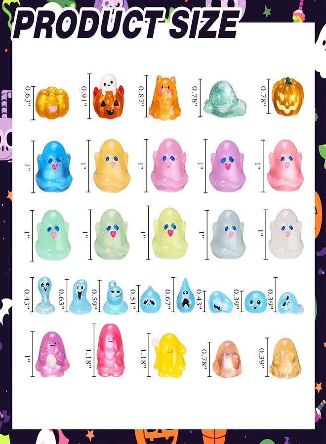 Sonwyoung 58 Pcs Halloween Luminous Mini Figures Glow in Dark Tiny Resin Figures Set Fairy House Diorama Accessories Halloween Pumpkin Ghost Skull Ornament for Garden Dollhouse Craft DIY (Wizard) - Image 3